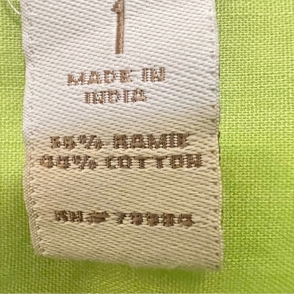 Chico's Button Up Top Size 1 (Medium) Yellow Green Ramie Cotton 3/4 Sleeve Sheer - Picture 6 of 12